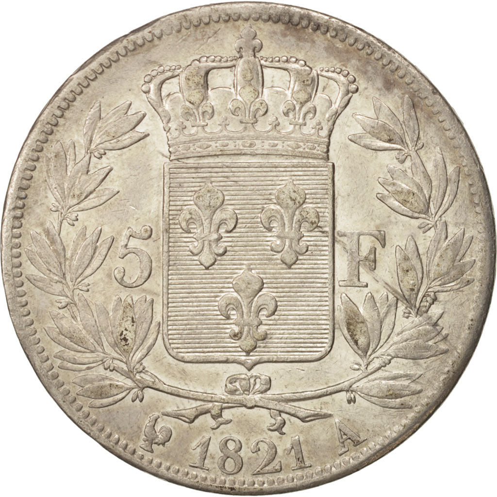 Munten, Frankrijk, Louis XVIII, Louis XVIII, 5 Francs, 1821, Paris, ZF, Zilver