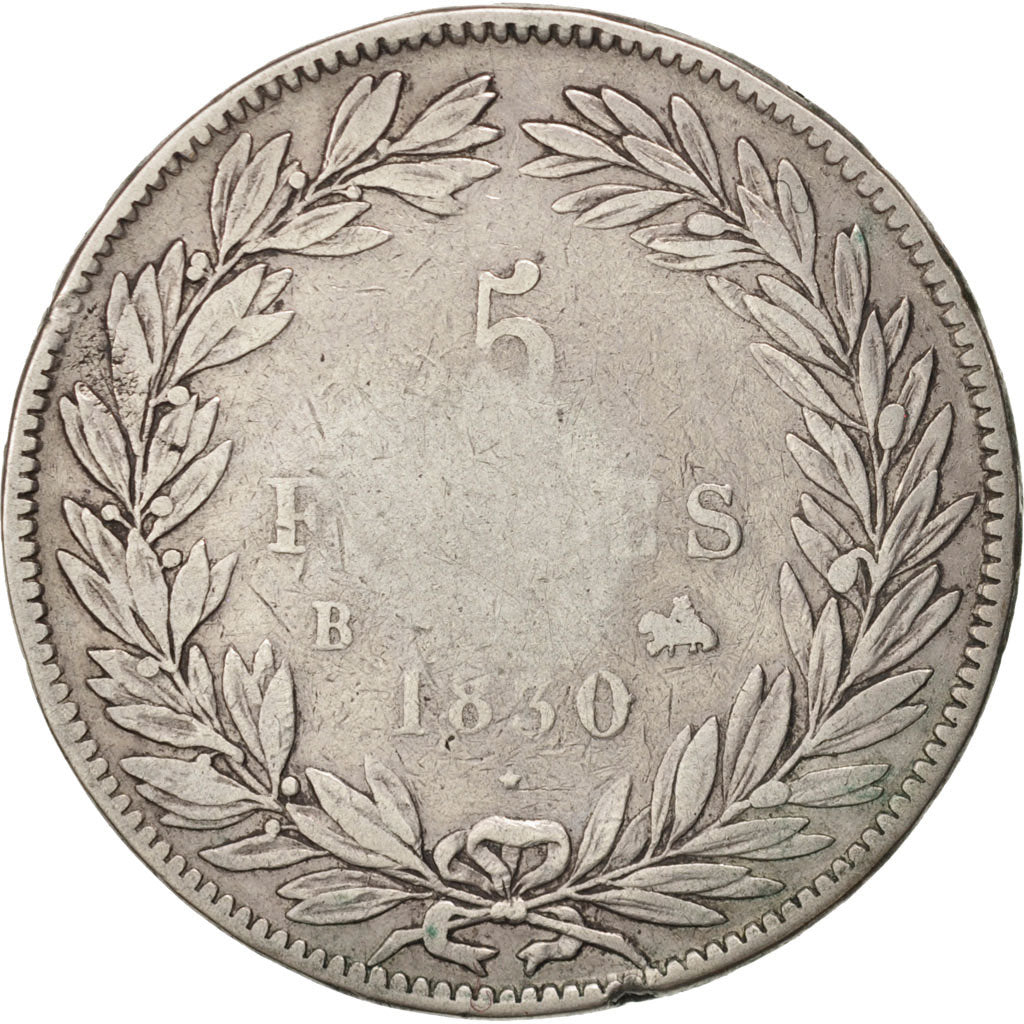 Coin, France, Louis-Philippe, 5 Francs, 1830, Rouen, F(12-15), Silver, KM:737.2