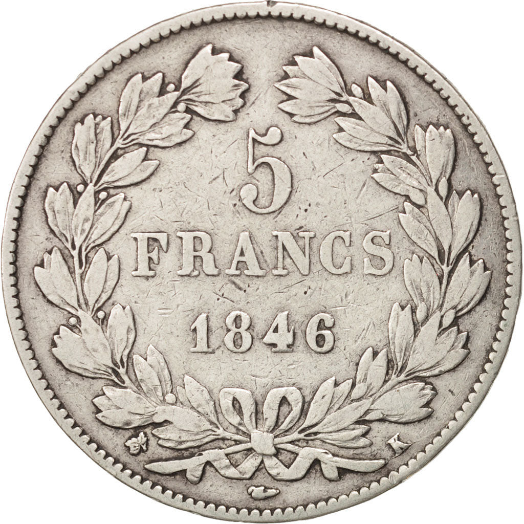 Munten, Frankrijk, Louis-Philippe, 5 Francs, 1846, Bordeaux, FR+, Zilver