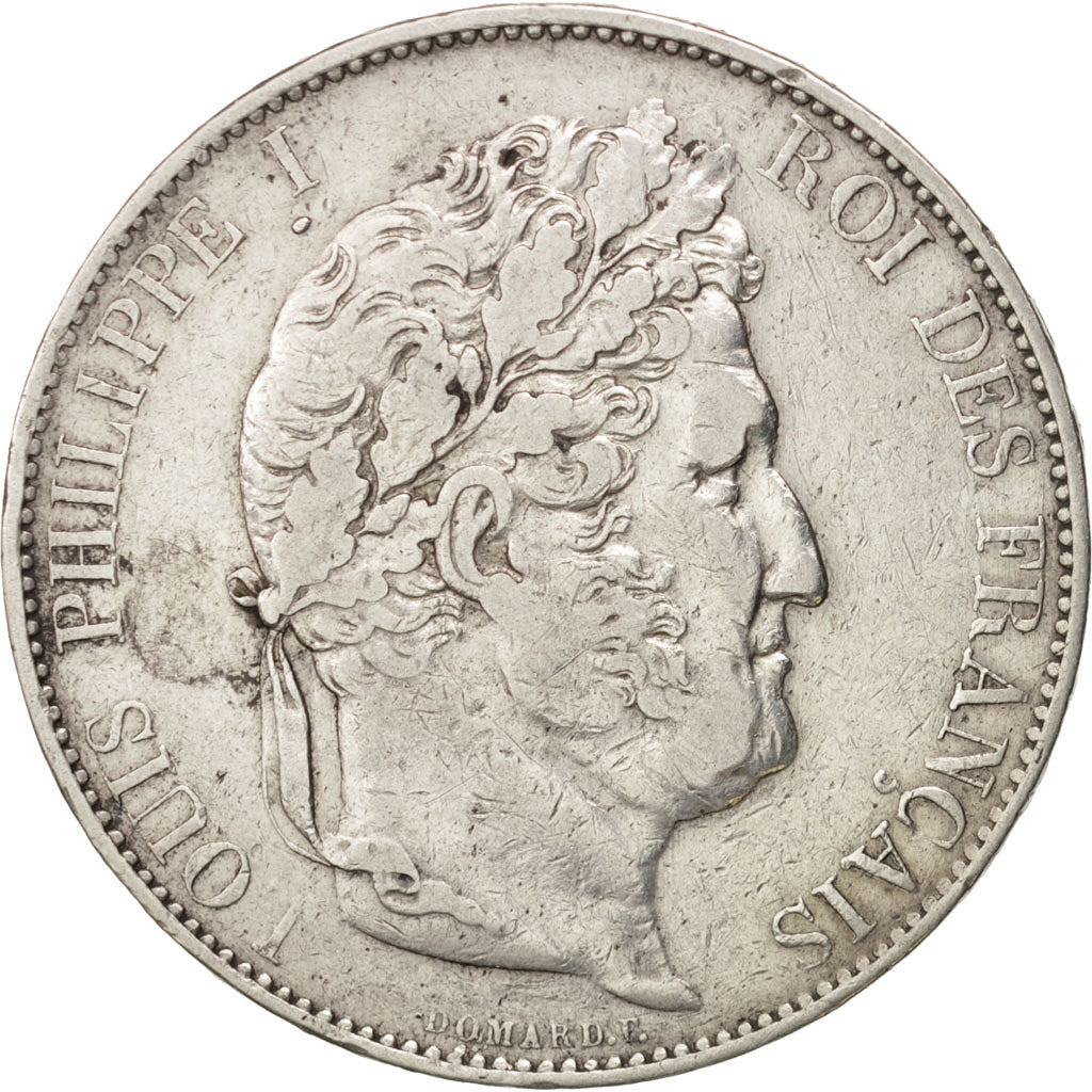 Coin, France, Louis-Philippe, 5 Francs, 1844, Bordeaux, VF(30-35), Silver