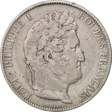 Francia, Louis-Philippe, 5 Francs, 1845, Bordeaux, MB+, Argento, KM:749.7