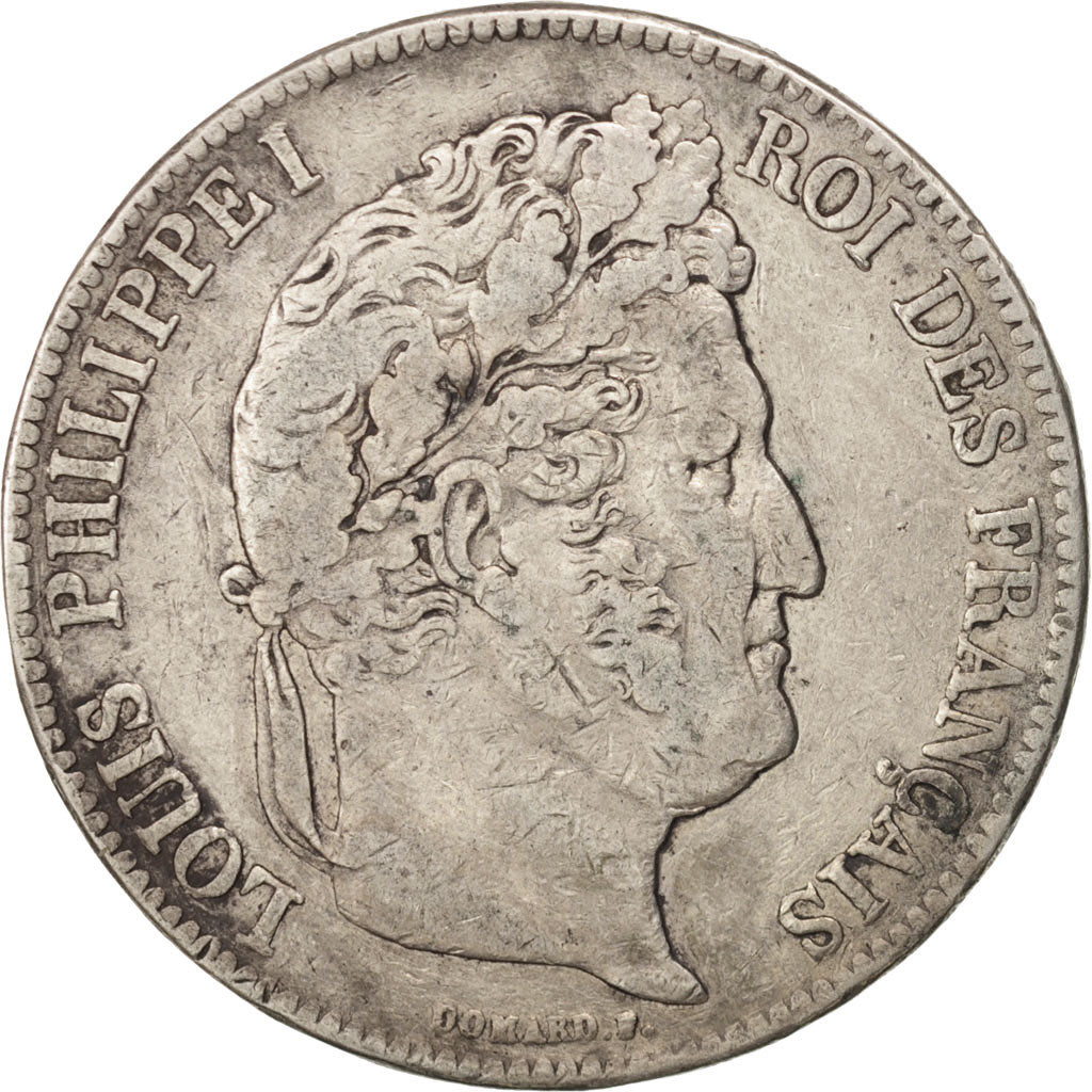 Moneta, Francia, Louis-Philippe, 5 Francs, 1839, Lyon, MB+, Argento, KM:749.4
