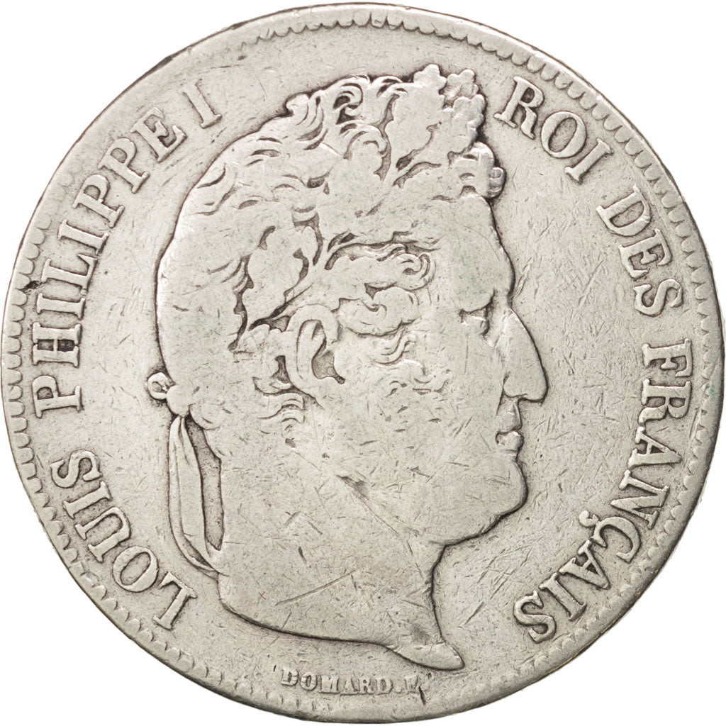 Moneta, Francia, Louis-Philippe, 5 Francs, 1835, Toulouse, MB, Argento
