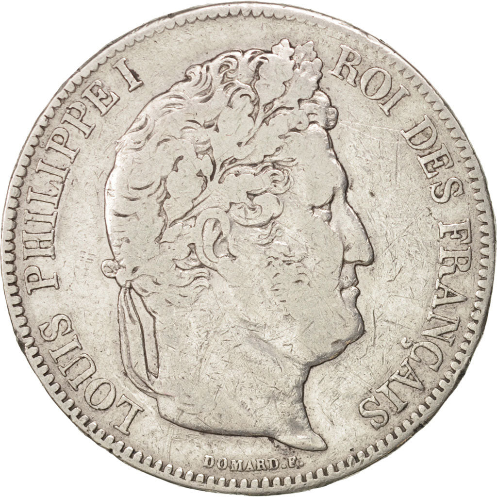 Moneta, Francia, Louis-Philippe, 5 Francs, 1832, Toulouse, MB+, Argento