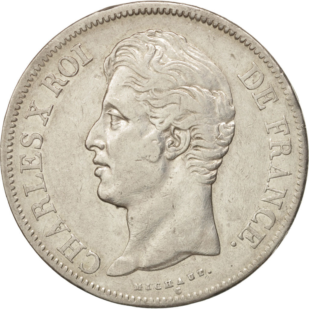 Coin, France, Charles X, 5 Francs, 1828, Paris, EF(40-45), Silver, KM:728.1