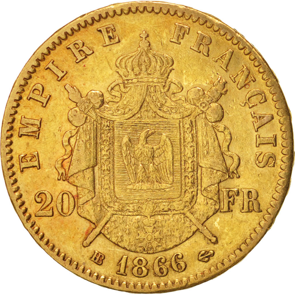 Coin, France, Napoleon III, Napoléon III, 20 Francs, 1866, Strasbourg