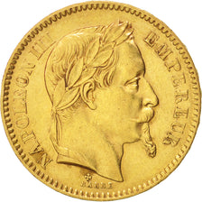 Moneta, Francia, Napoleon III, Napoléon III, 20 Francs, 1865, Strasbourg, BB+