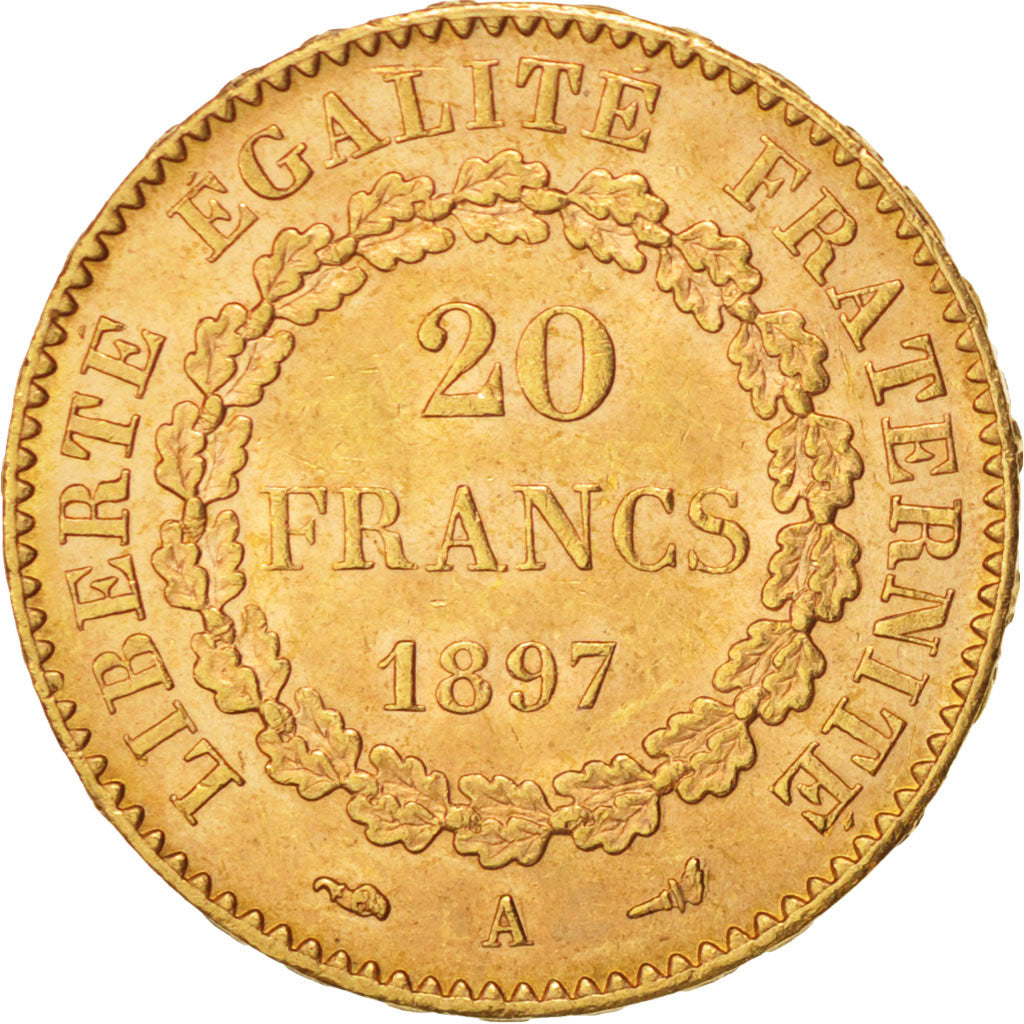 Munten, Frankrijk, Génie, 20 Francs, 1897, Paris, PR, Goud, KM:825