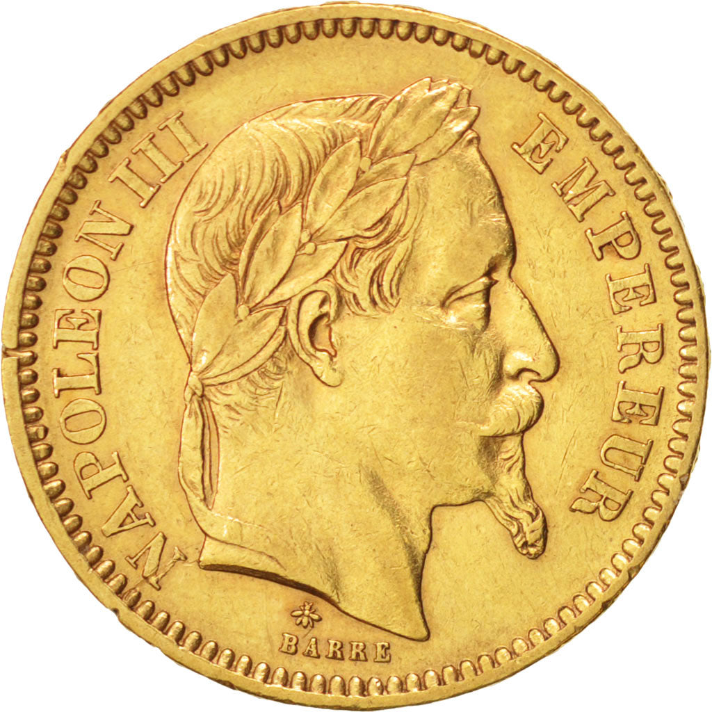 Francia, 20 Francs, 1866, Paris, MBC+, Oro, KM:801.1, Gadoury:1062