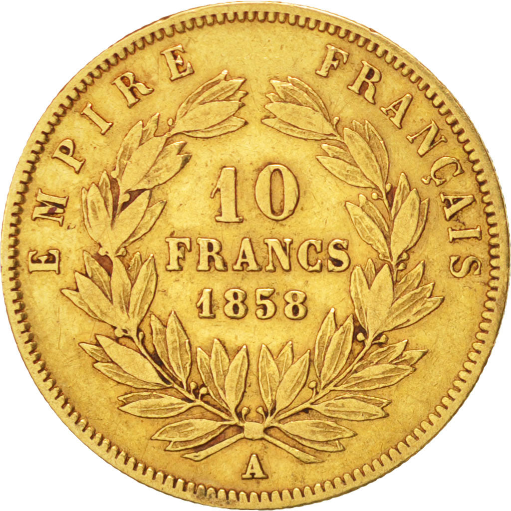 Munten, Frankrijk, Napoleon III, Napoléon III, 10 Francs, 1858, Paris, FR+