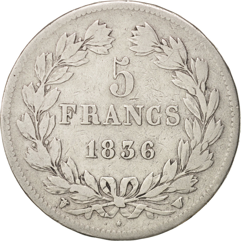 Moneta, Francia, Louis-Philippe, 5 Francs, 1836, Lille, MB, Argento, KM:749.13