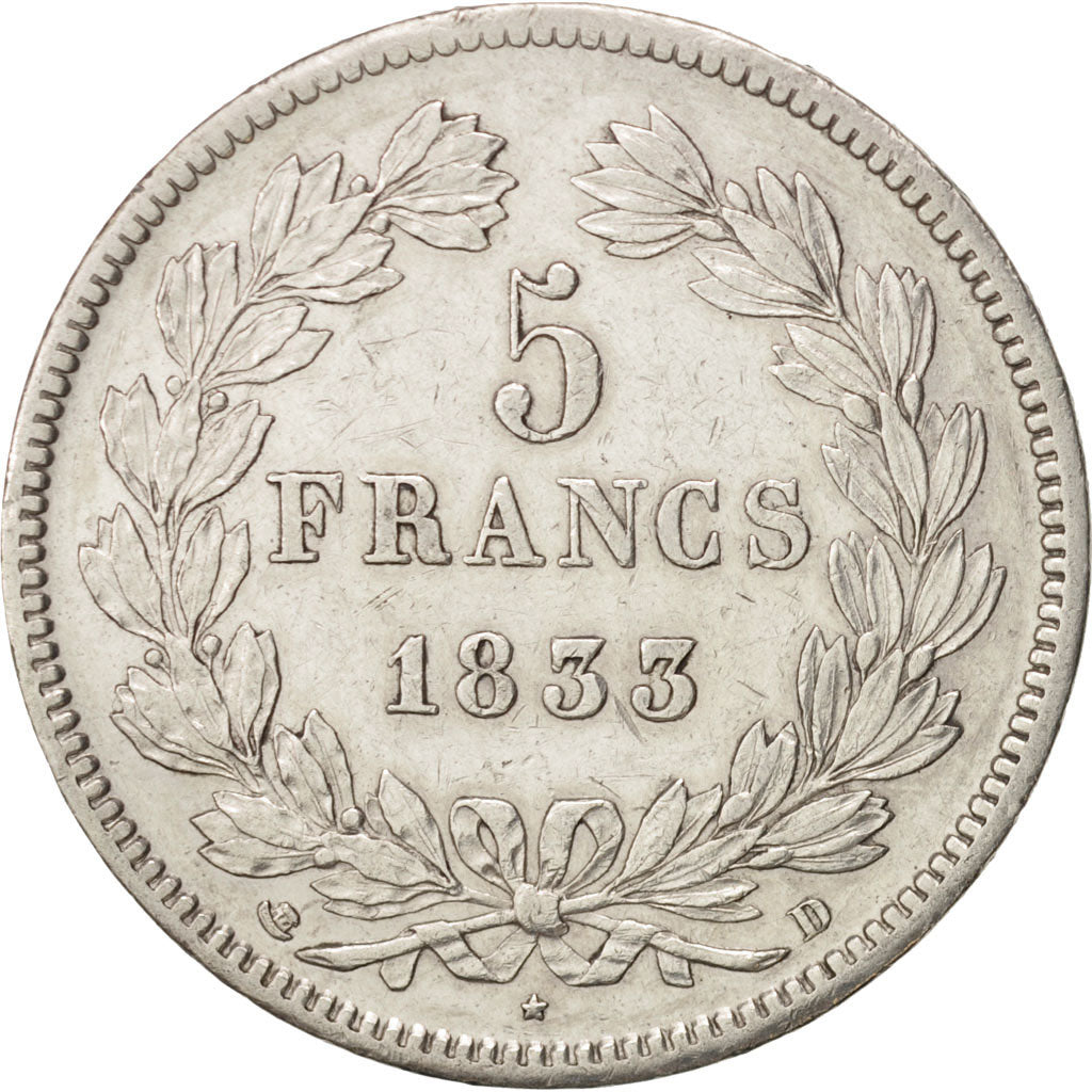 France, Louis-Philippe, 5 Francs, 1833, Lyon, TTB, Argent, KM:749.4, Gadoury:678