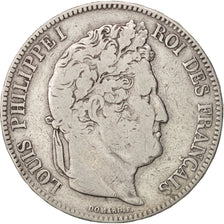 Coin, France, Louis-Philippe, 5 Francs, 1833, Bordeaux, VF(20-25), Silver
