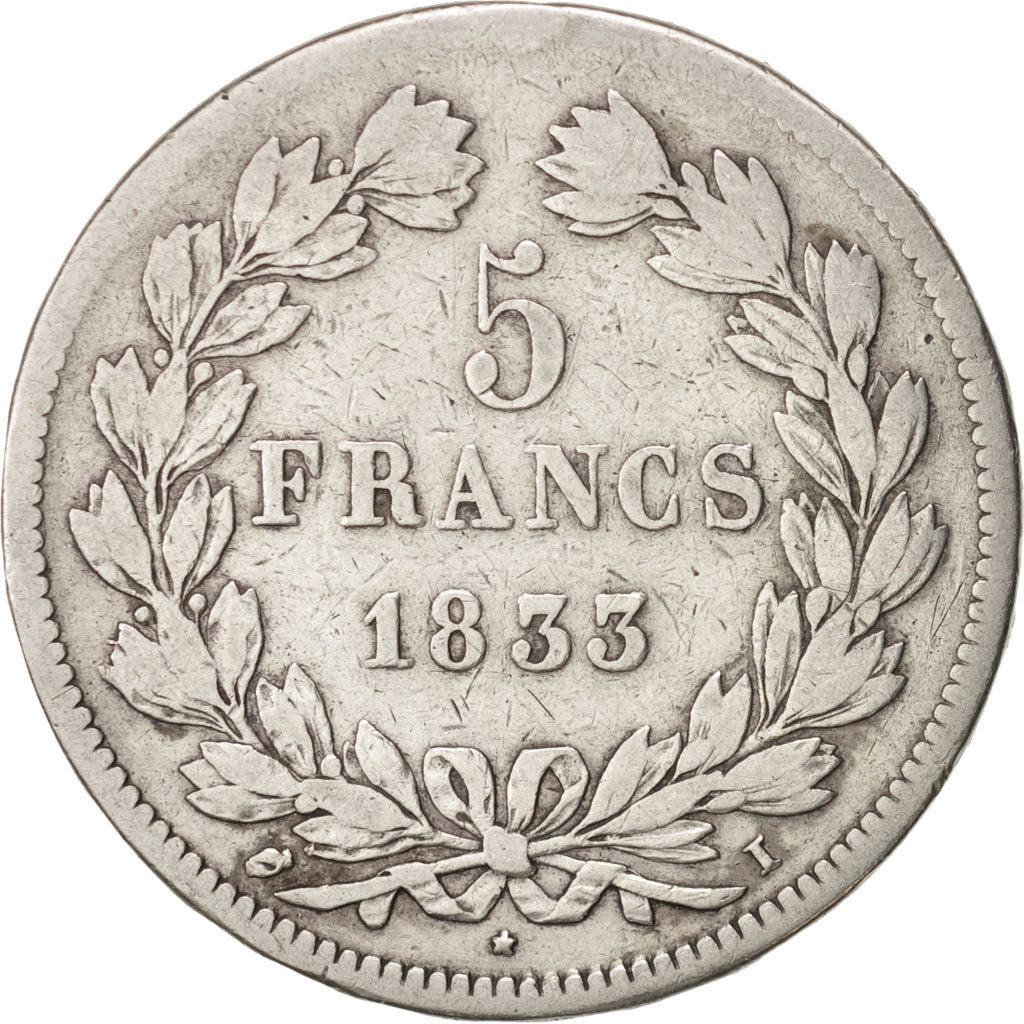 Coin, France, Louis-Philippe, 5 Francs, 1833, Limoges, VF(20-25), Silver
