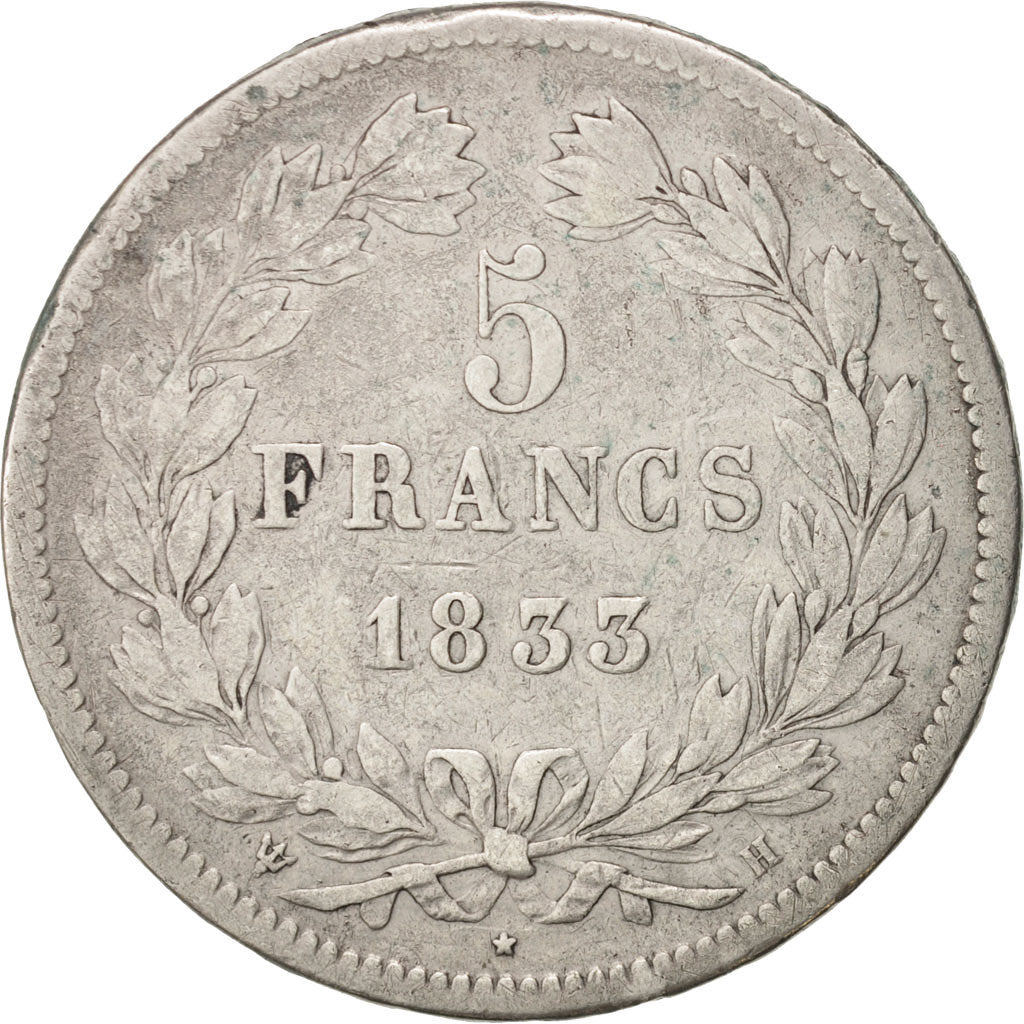 France, Louis-Philippe, 5 Francs, 1833, La Rochelle, VF(20-25),KM 749.5