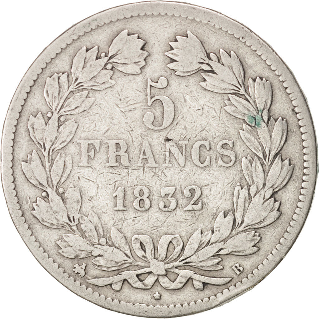 Munten, Frankrijk, Louis-Philippe, 5 Francs, 1832, Rouen, FR, Zilver, KM:749.2