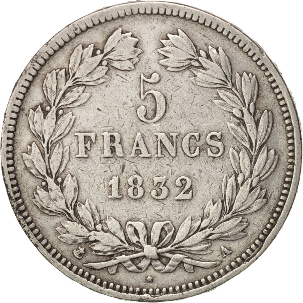 France, Louis-Philippe, 5 Francs, 1832, Paris, VF(30-35), Silver, KM:749.1
