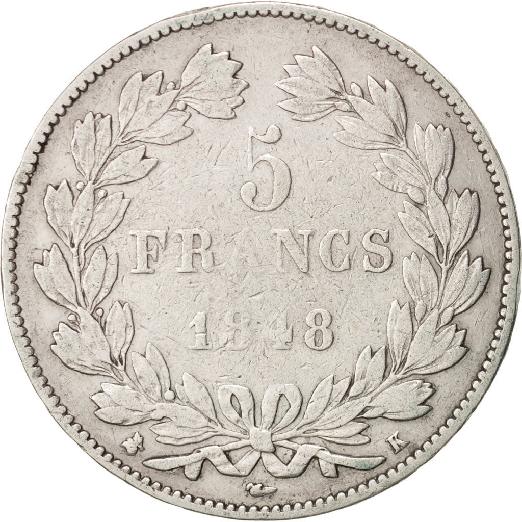 Coin, France, Louis-Philippe, 5 Francs, 1848, Bordeaux, VF(30-35), Silver