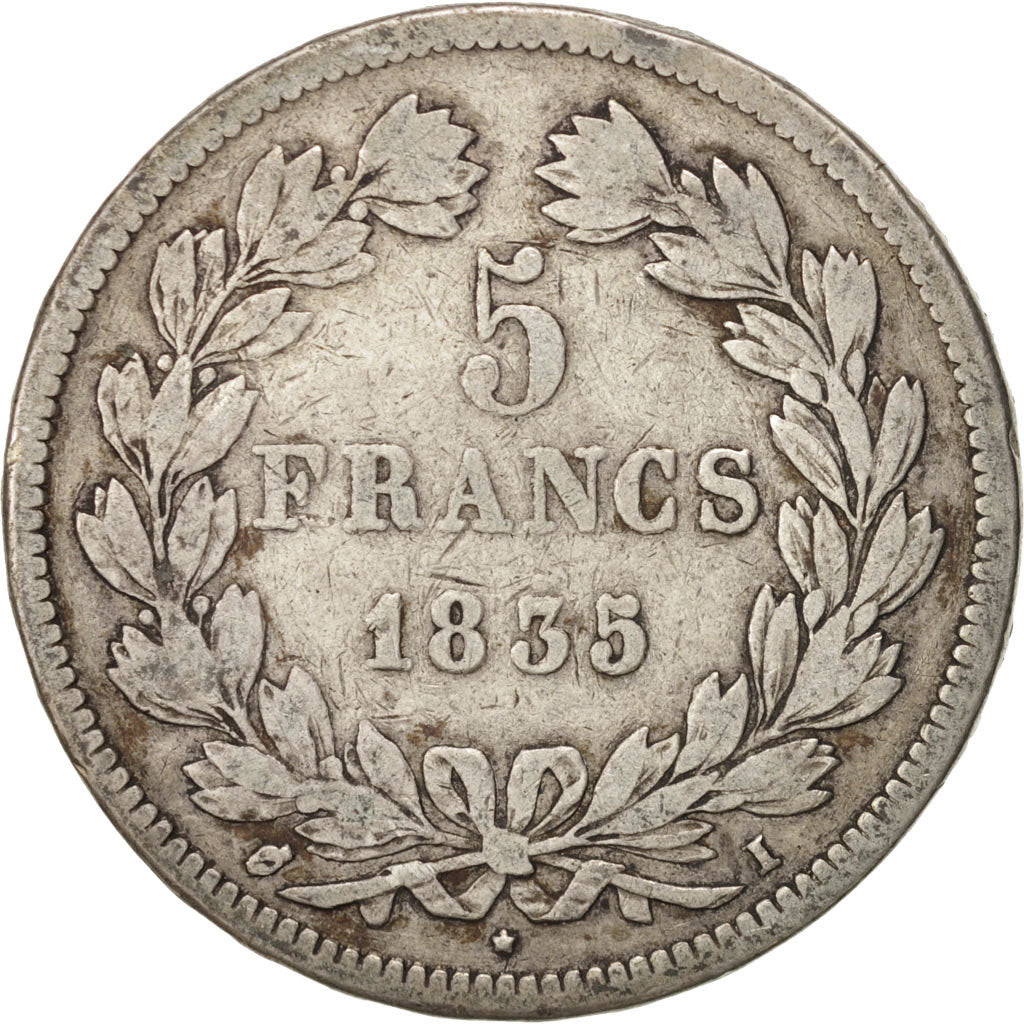 Moneta, Francia, Louis-Philippe, 5 Francs, 1835, Limoges, MB, Argento, KM:749.6