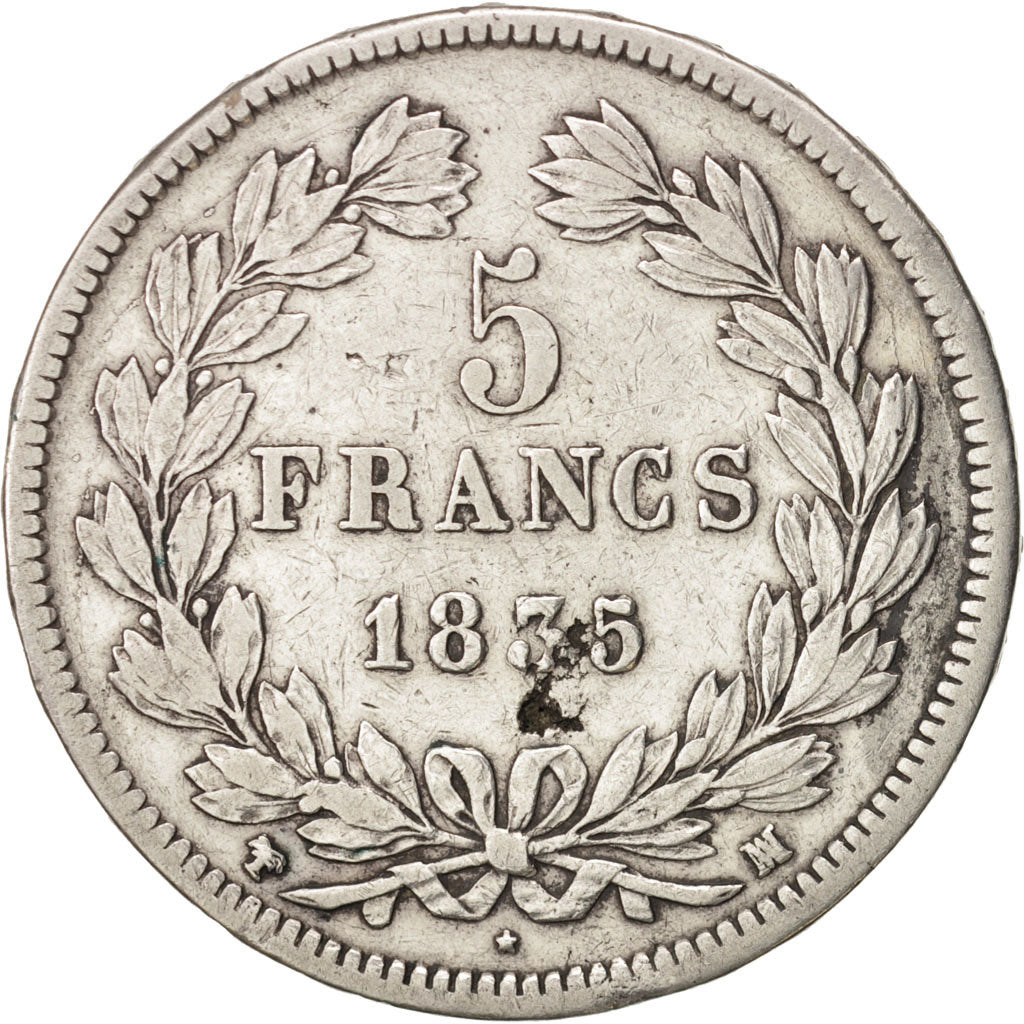 Coin, France, Louis-Philippe, 5 Francs, 1835, Marseille, VF(30-35), Silver