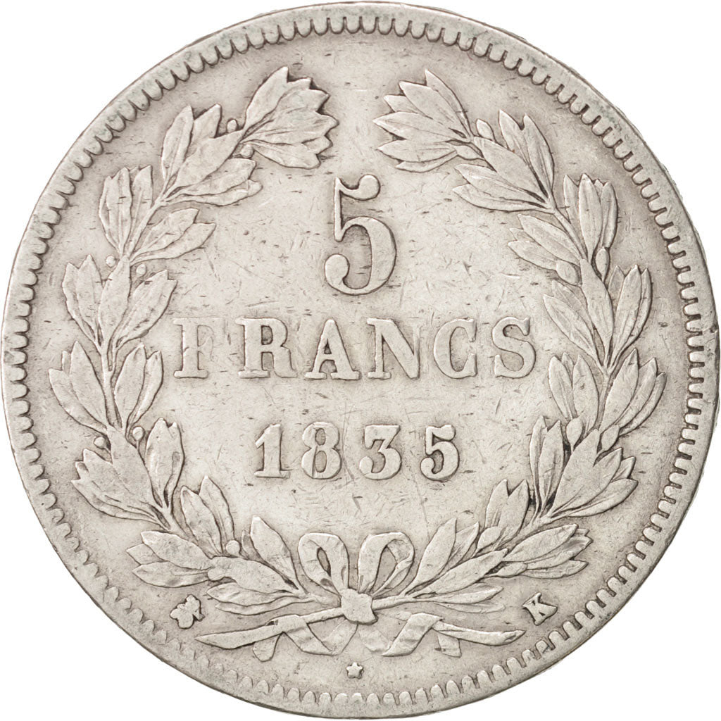 Monnaie, France, Louis-Philippe, 5 Francs, 1835, Bordeaux, TB+, Argent
