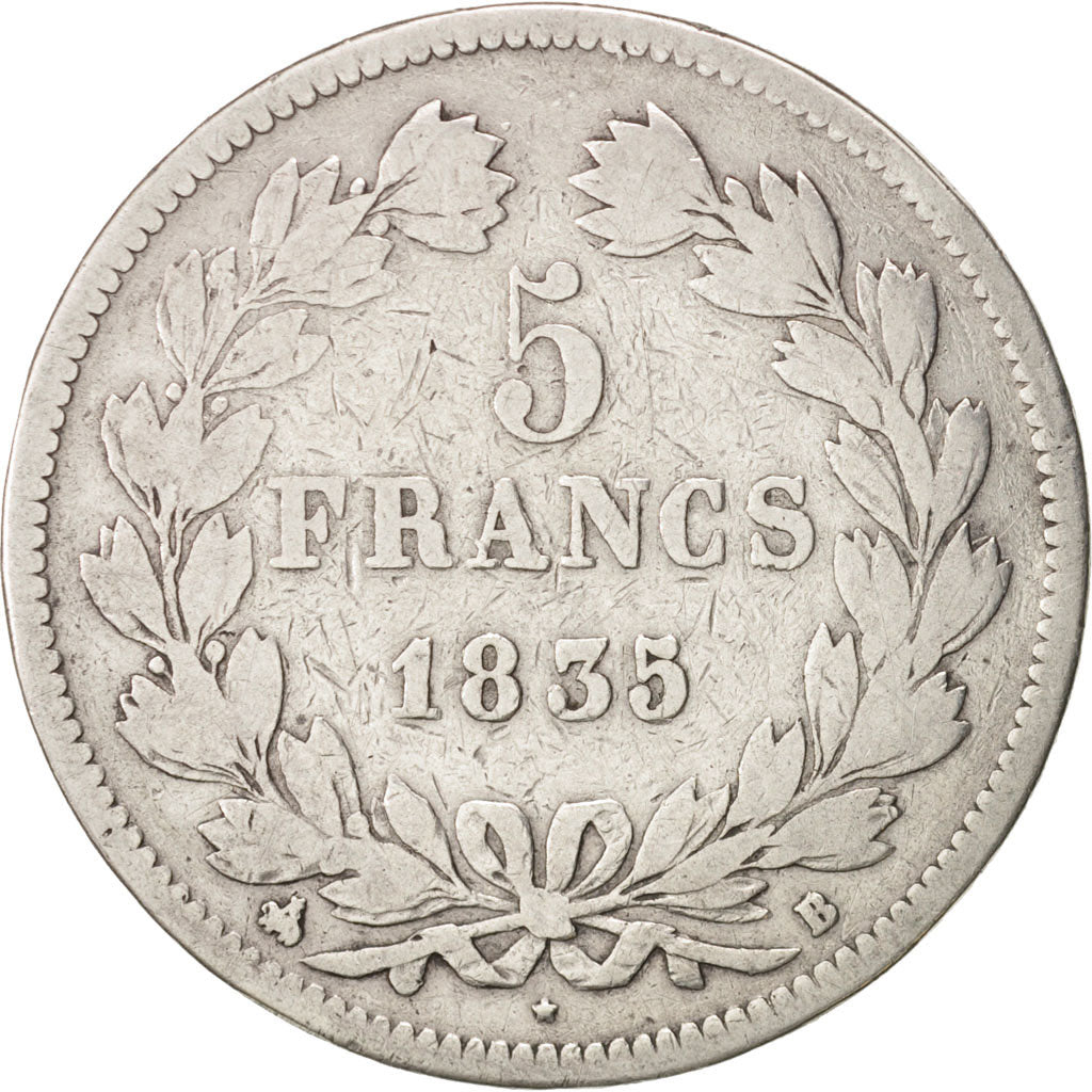 Munten, Frankrijk, Louis-Philippe, 5 Francs, 1835, Rouen, ZG+, Zilver, KM:749.2
