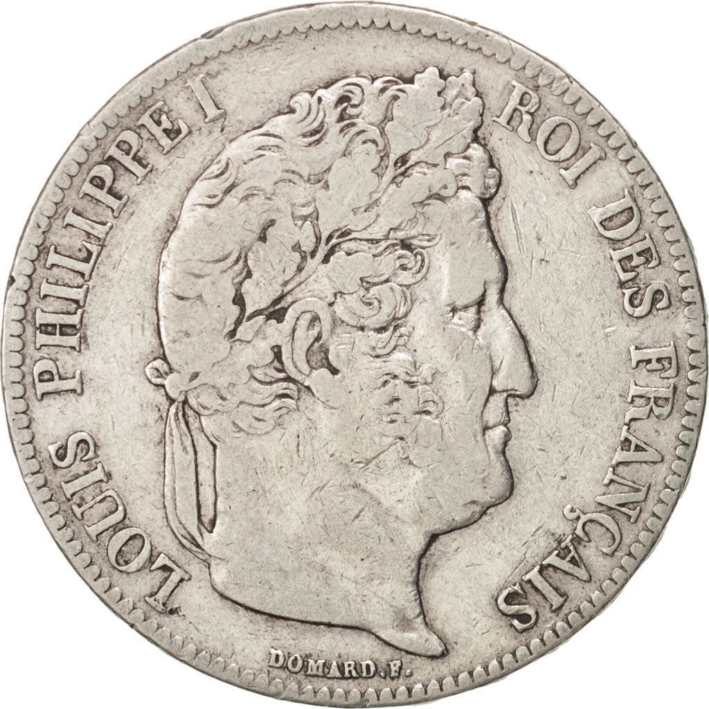 Moneta, Francia, Louis-Philippe, 5 Francs, 1836, Paris, MB+, Argento, KM:749.1