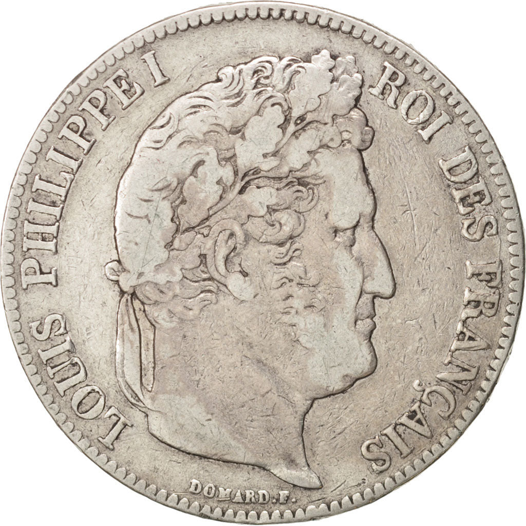 Moneta, Francia, Louis-Philippe, 5 Francs, 1839, Rouen, MB, Argento, KM:749.2