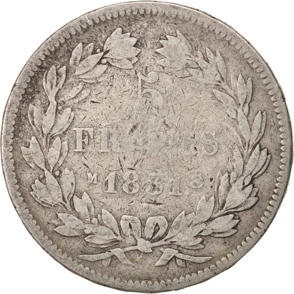 Munten, Frankrijk, Louis-Philippe, 5 Francs, 1831, Toulouse, ZG+, Zilver