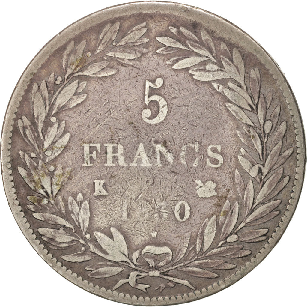 Monnaie, France, Louis-Philippe, 5 Francs, 1830, Bordeaux, B+, Argent, KM:735.7