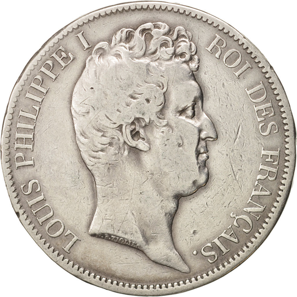 Moneda, Francia, Louis-Philippe, 5 Francs, 1831, Lille, BC, Plata, KM:735.13