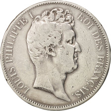 Moneda, Francia, Louis-Philippe, 5 Francs, 1831, Lille, BC, Plata, KM:735.13