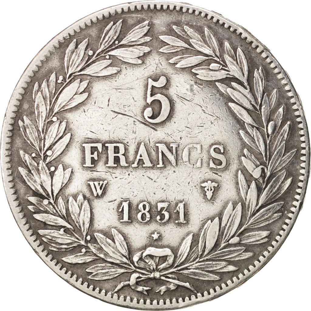 Francia, Louis-Philippe, 5 Francs, 1831, Lille, MB+, Argento, KM:736.3