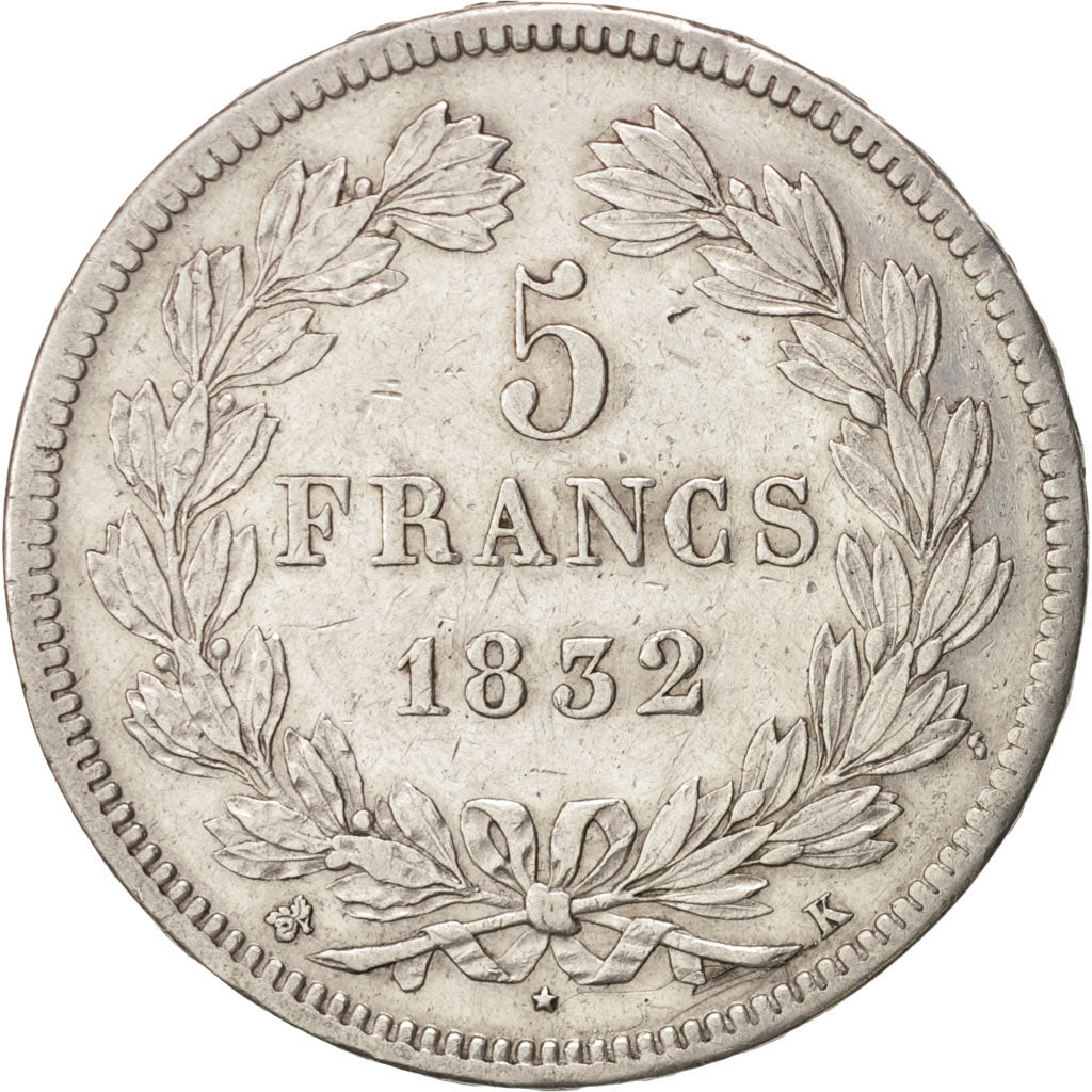 Moneda, Francia, Louis-Philippe, 5 Francs, 1832, Bordeaux, MBC, Plata, KM:749.7