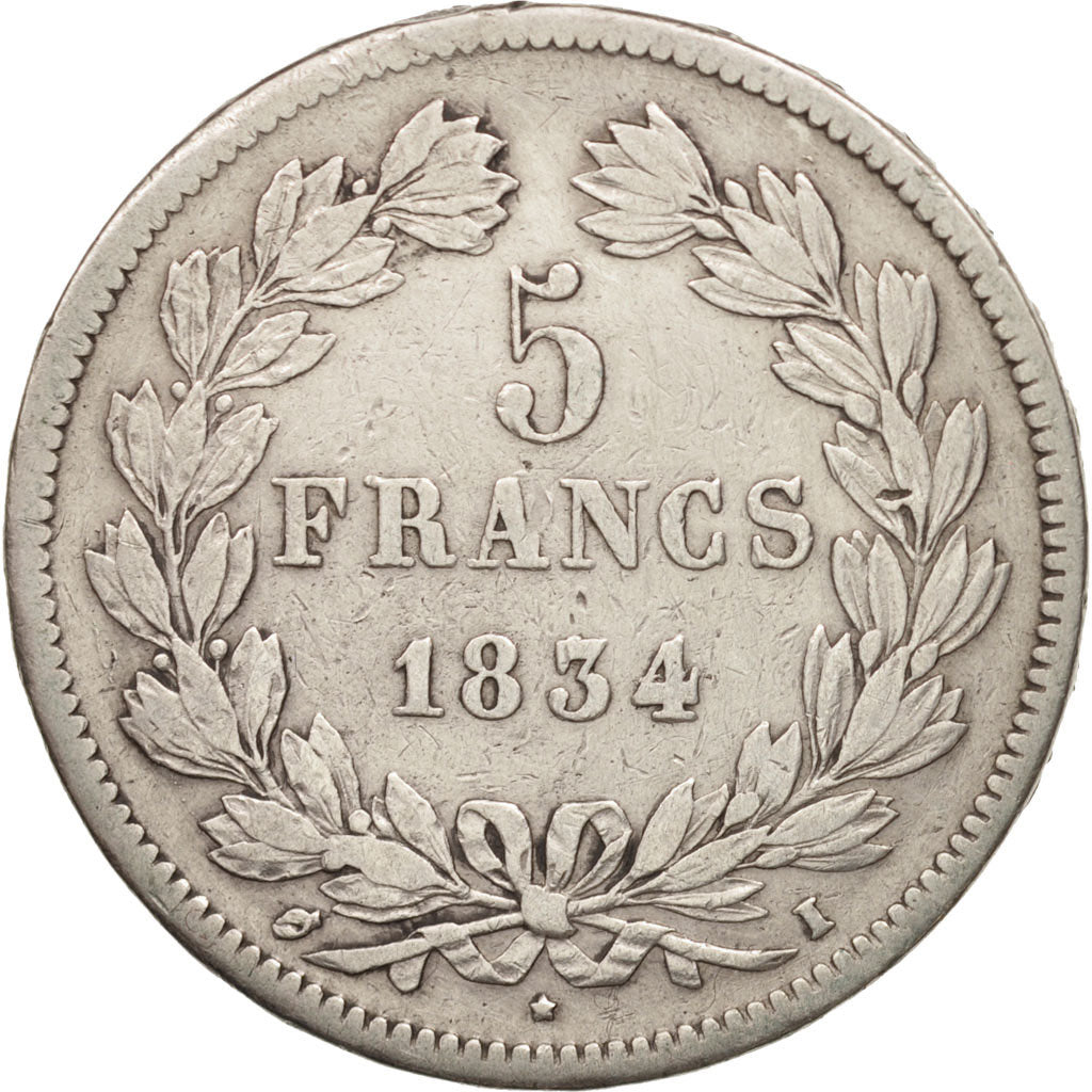 Münze, Frankreich, Louis-Philippe, 5 Francs, 1834, Limoges, S, Silber