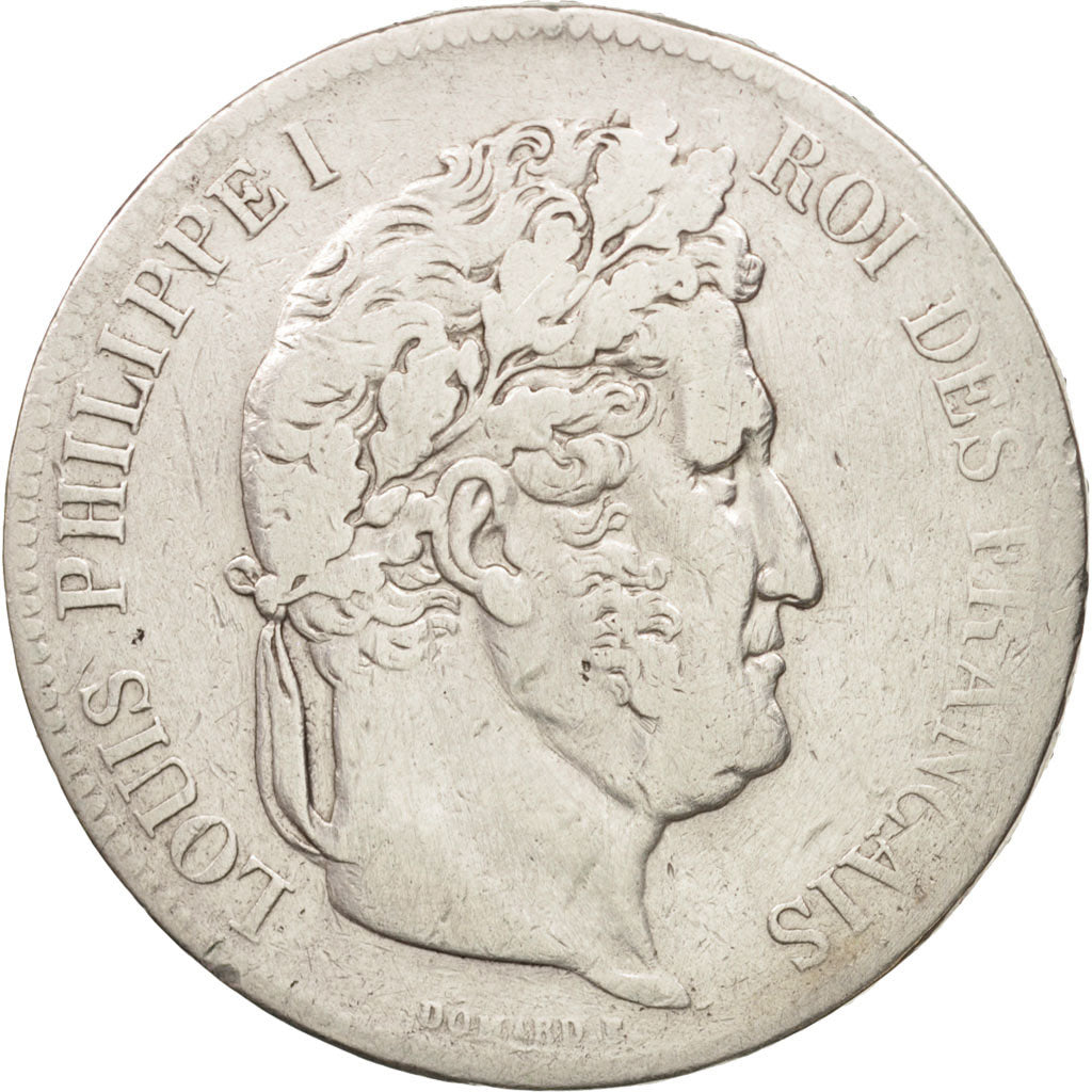 Francia, Louis-Philippe, 5 Francs, 1835, Paris, BC+, Plata, KM:749.1
