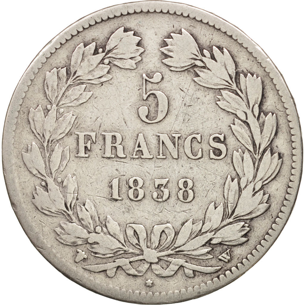 France, Louis-Philippe, 5 Francs, 1838, Lille, VF(20-25), Silver, KM:749.13