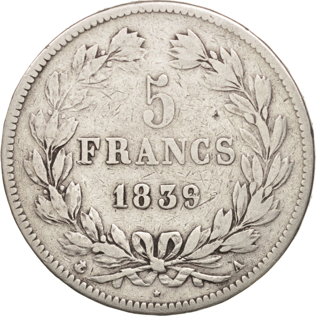 Monnaie, France, Louis-Philippe, 5 Francs, 1839, Paris, TB, Argent, KM:749.1