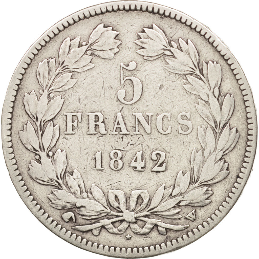 France, Louis-Philippe, 5 Francs, 1842, Lille, VF(20-25), Silver, KM:749.13