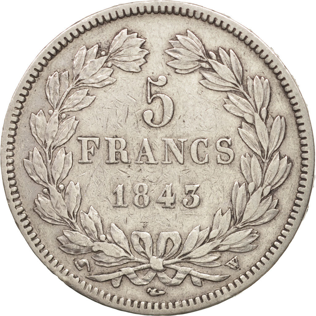 Coin, France, Louis-Philippe, 5 Francs, 1843, Lille, VF(30-35), Silver