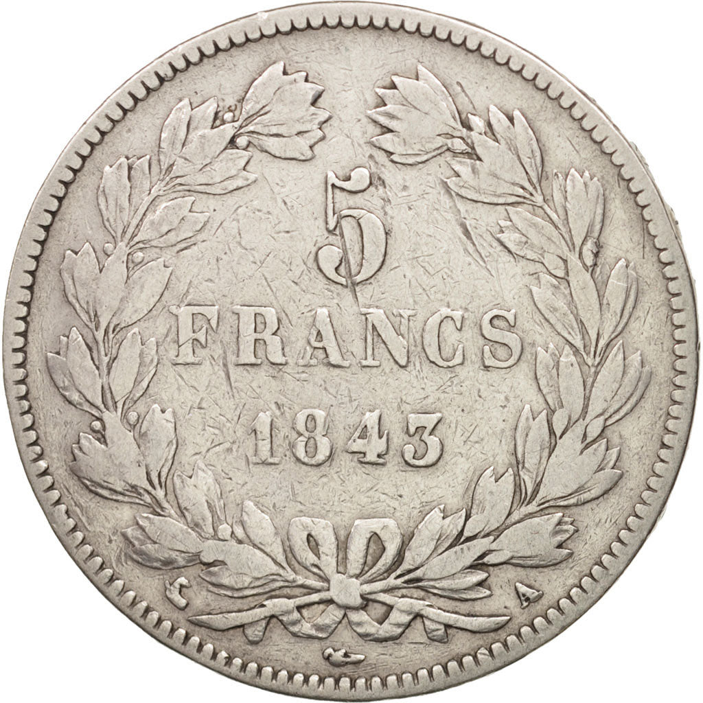 France, Louis-Philippe, 5 Francs, 1843, Paris, VF(20-25), Silver, KM:749.1