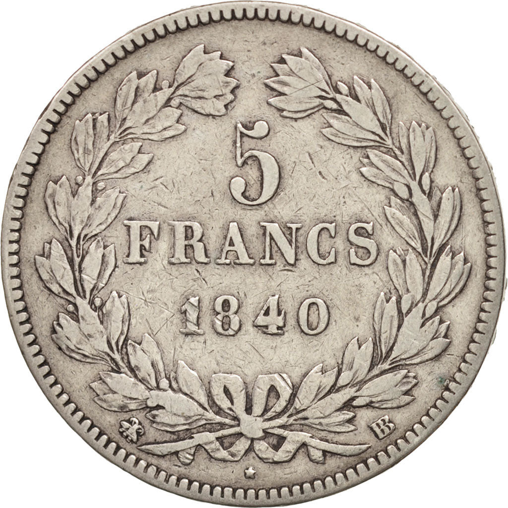 Monnaie, France, Louis-Philippe, 5 Francs, 1840, Strasbourg, TB+, Argent