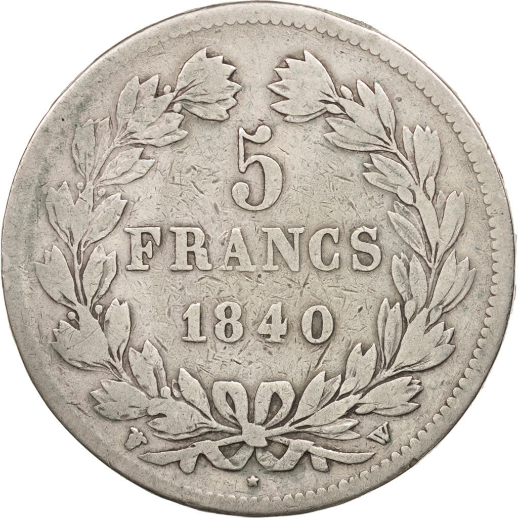France, Louis-Philippe, 5 Francs, 1840, Lille, VF(20-25), Silver, KM:749.13