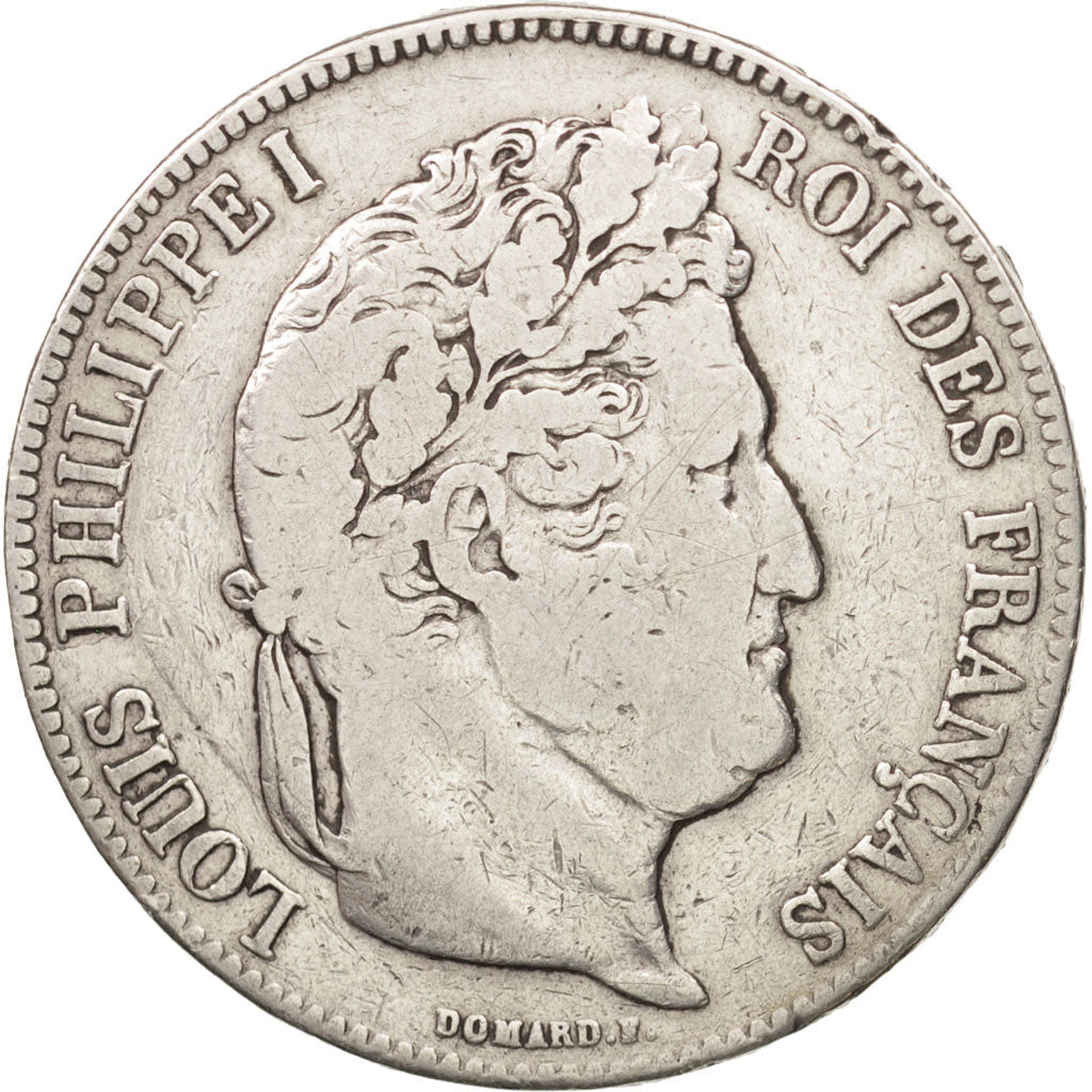 Moneda, Francia, Louis-Philippe, 5 Francs, 1834, Toulouse, BC+, Plata, KM:749.9
