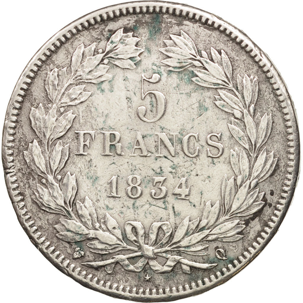 France, Louis-Philippe, 5 Francs, 1834, Perpignan, VF(30-35), Silver, KM:749.11