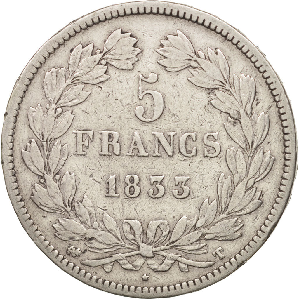 France, Louis-Philippe, 5 Francs, 1833, TB, Argent, KM:749.12, Gadoury:678