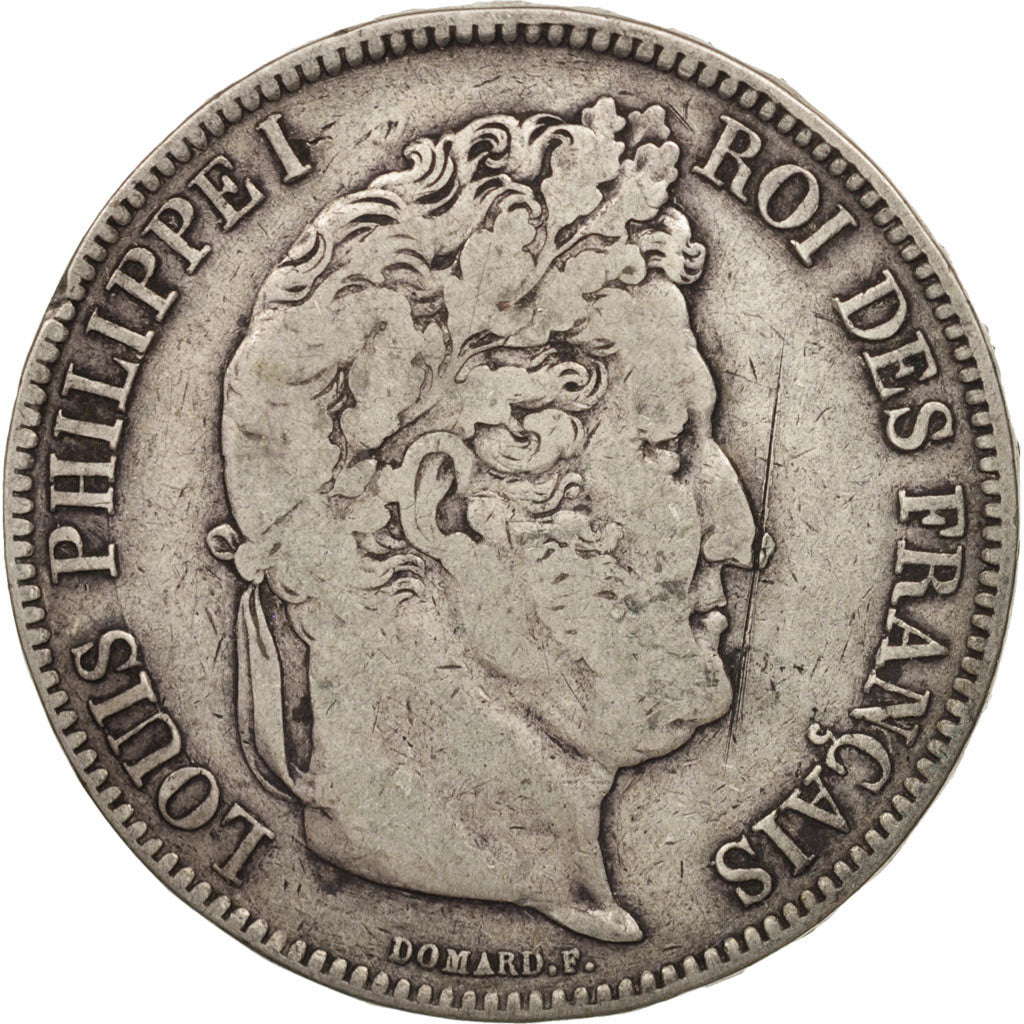 Francia, Louis-Philippe, 5 Francs, 1836, Toulouse, BC+, Plata, KM:749.9