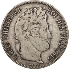 Francia, Louis-Philippe, 5 Francs, 1836, Toulouse, BC+, Plata, KM:749.9