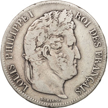 France, Louis-Philippe, 5 Francs, 1837, Lille, VF(20-25), Silver, KM:749.13