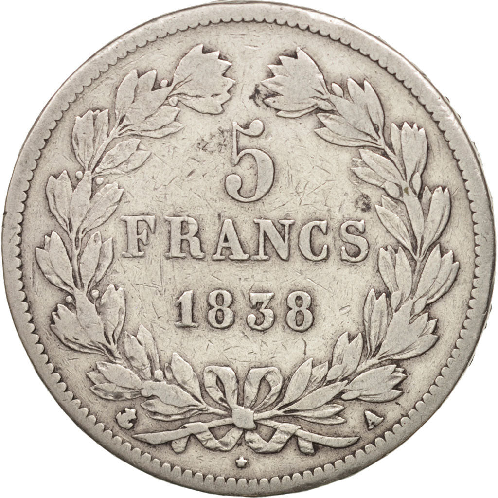 Monnaie, France, Louis-Philippe, 5 Francs, 1838, Paris, TB+, Argent, KM:749.1